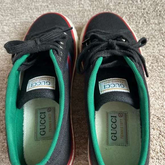 Gucci 1977 Canvas Tennis Sneakers in Black Sz 37 or Women’s Size 7 - Picture 3 of 6